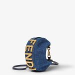 FENDI Fendigraphy Mini Blue FF denim flocked mini-bag - Image 5